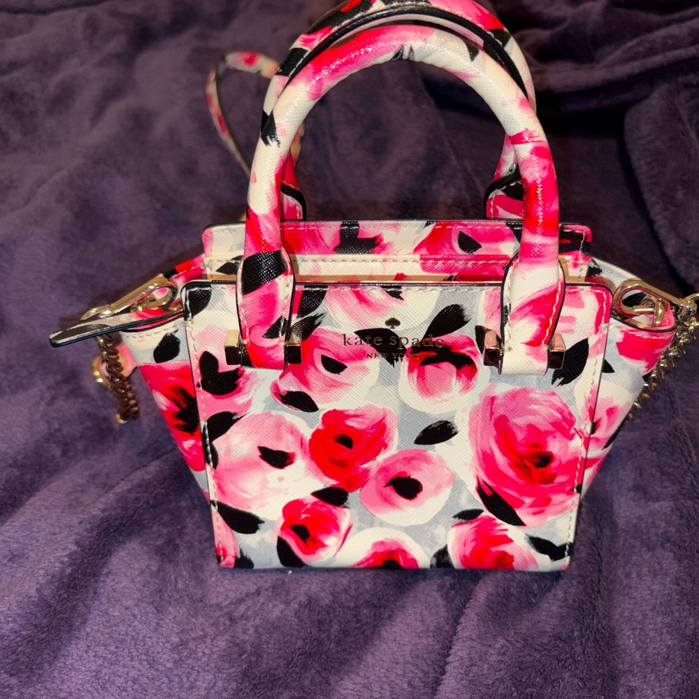 Kate Spade Pink and Black Floral Mini Bag